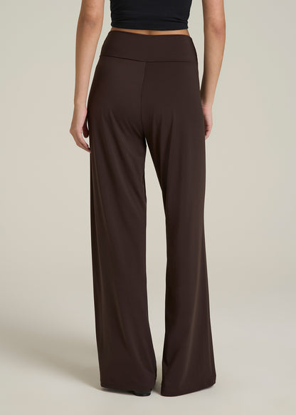 Pull On Breezy Wide Leg Pants for Tall Women in Espresso