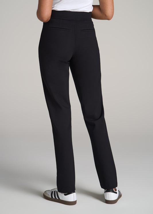 Black cotton flex straight pants – Fabnest