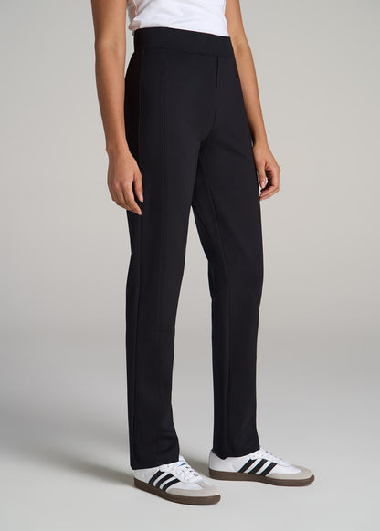 Pull-On Slim Dress Pants for Tall Women in Black