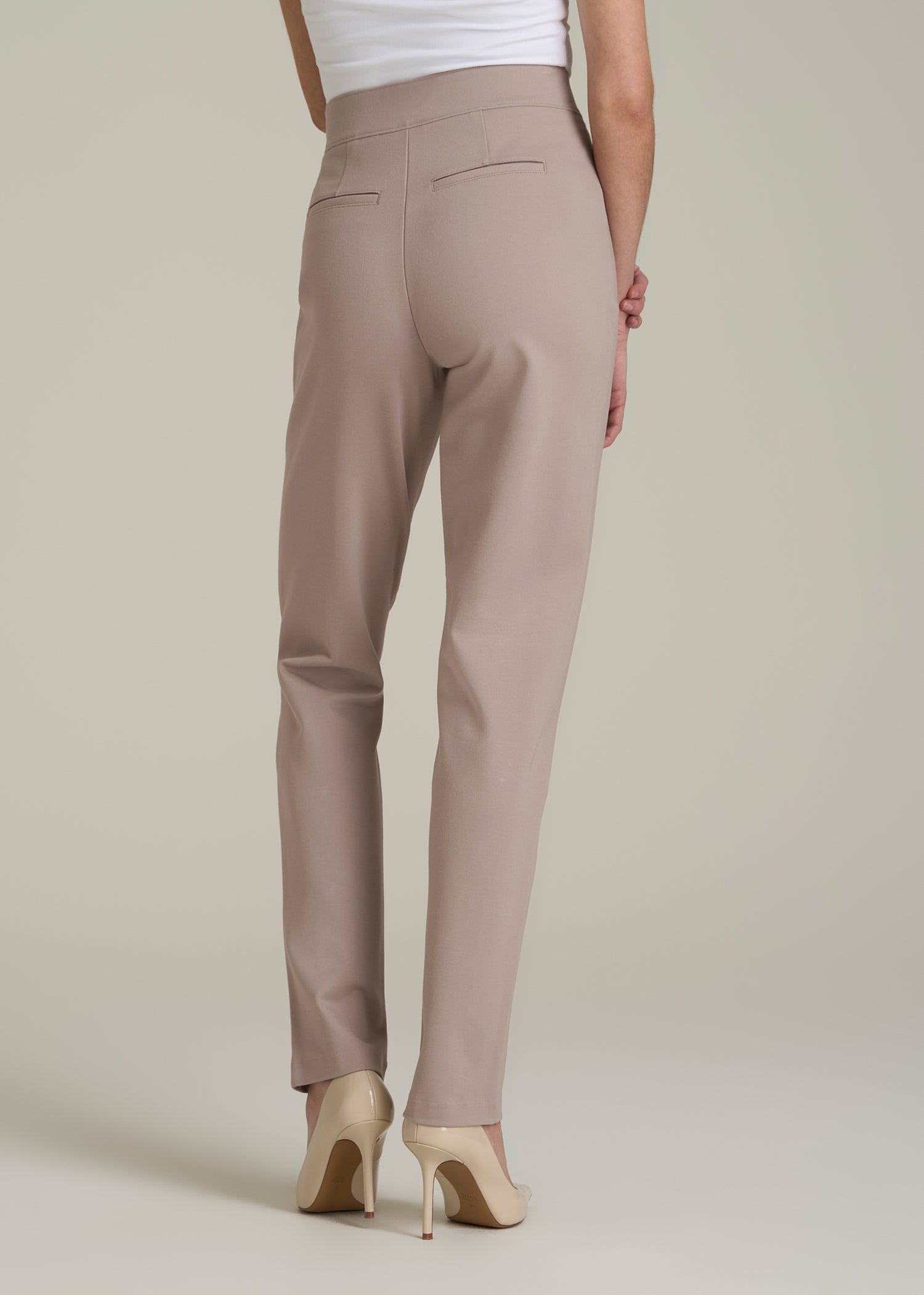 Pull-on Slim Dress Pants for Tall Women in Truly Taupe