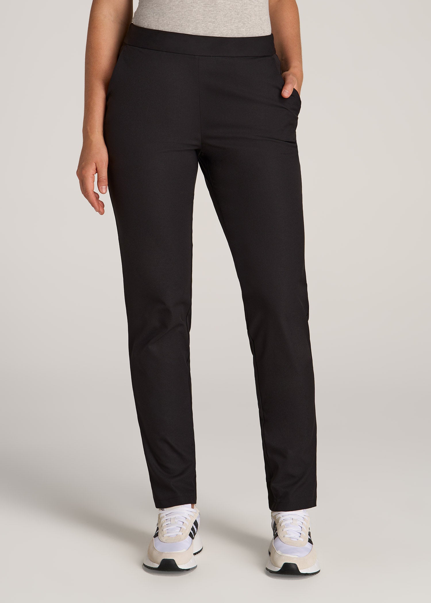 American-Tall-Women-Pull-on-Traveler-Pants-2-Black-front
