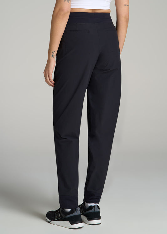 Pull-on Mini Ripstop Pants for Tall Women in Black