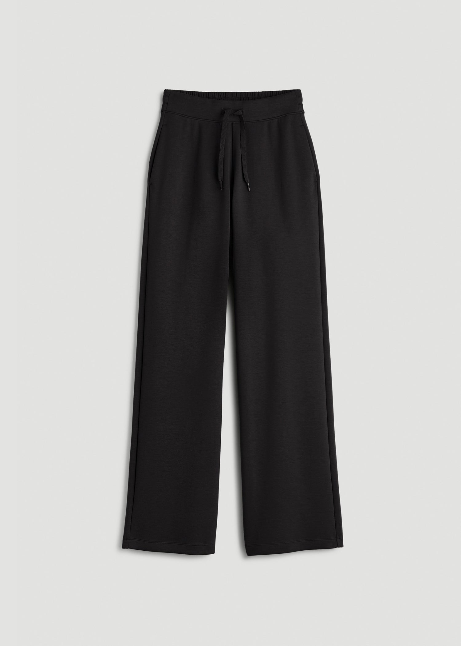 Pull-On Tie Waist Wide Leg Pants for Tall Women in Black