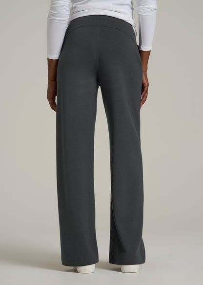 Pull-On Tie Waist Wide Leg Pants for Tall Women in Iron Grey