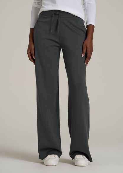 Pull-On Tie Waist Wide Leg Pants for Tall Women in Iron Grey