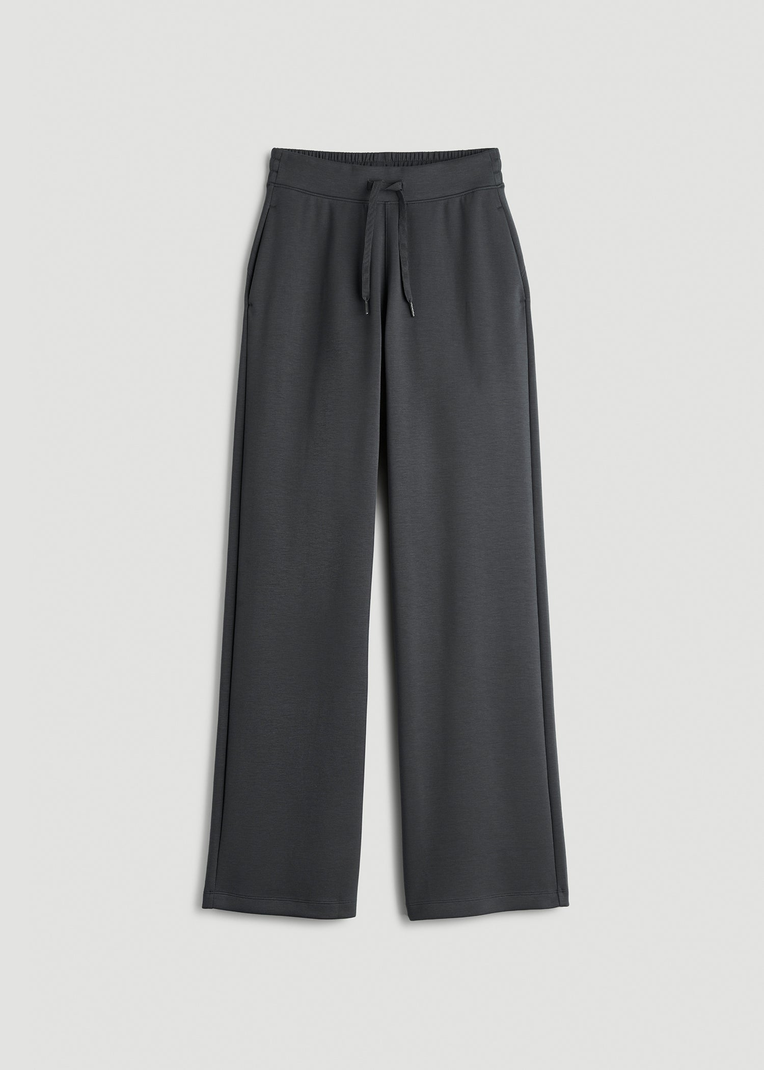 Pull-On Tie Waist Wide Leg Pants for Tall Women in Iron Grey