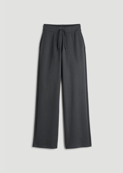 Pull-On Tie Waist Wide Leg Pants for Tall Women in Iron Grey