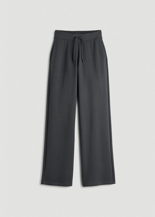 Pull-On Tie Waist Wide Leg Pants for Tall Women in Iron Grey