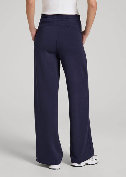 Pull-On Tie Waist Wide Leg Pants for Tall Women in Navy