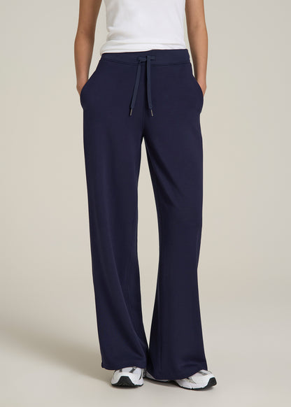 Pull-On Tie Waist Wide Leg Pants for Tall Women in Navy