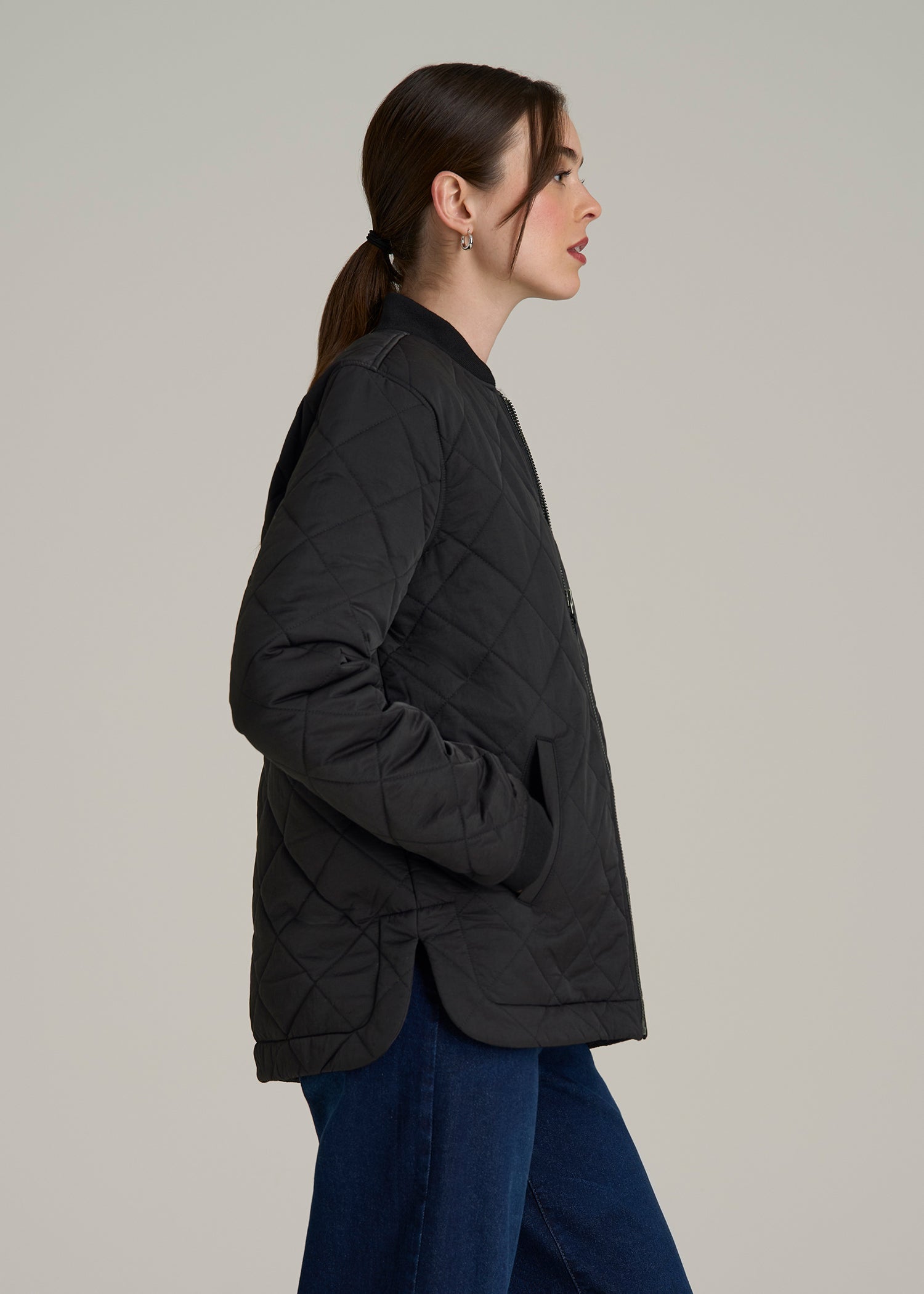 Quilted Jacket for Tall Women in Black