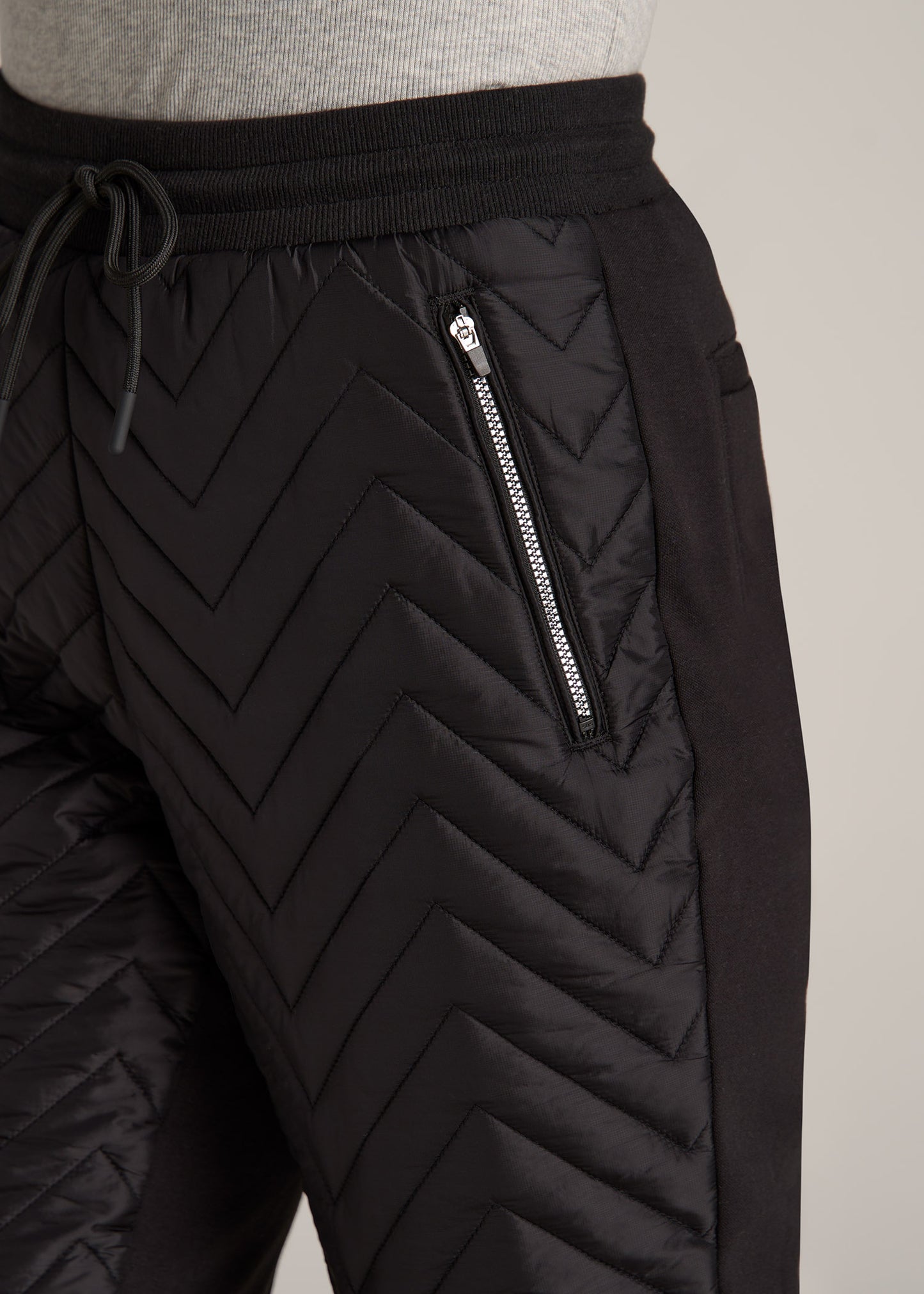 Quilted Extra-Long Joggers for Tall Women in Black