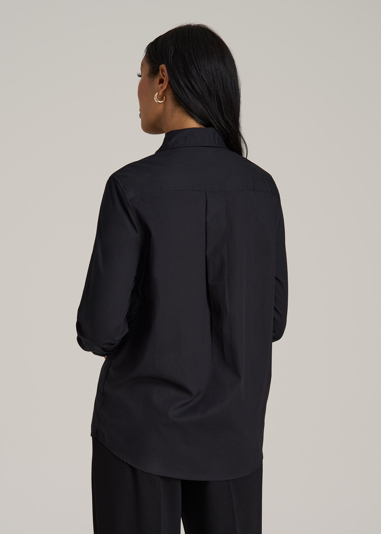 Regular Fit Dress Shirt for Tall Women in Black