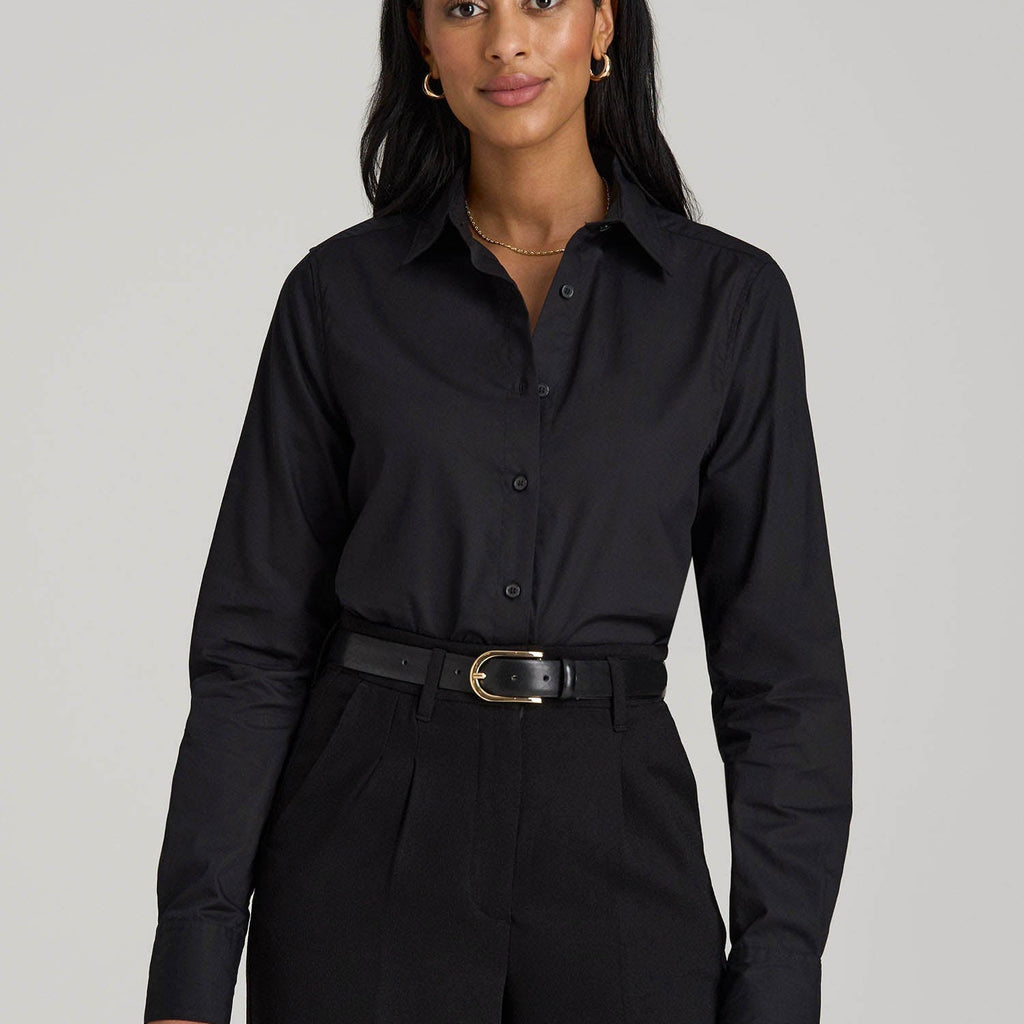 Regular Fit Dress Shirt for Tall Women in Black 6 / Tall / Black