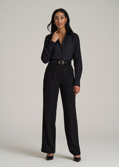 Regular Fit Dress Shirt for Tall Women in Black