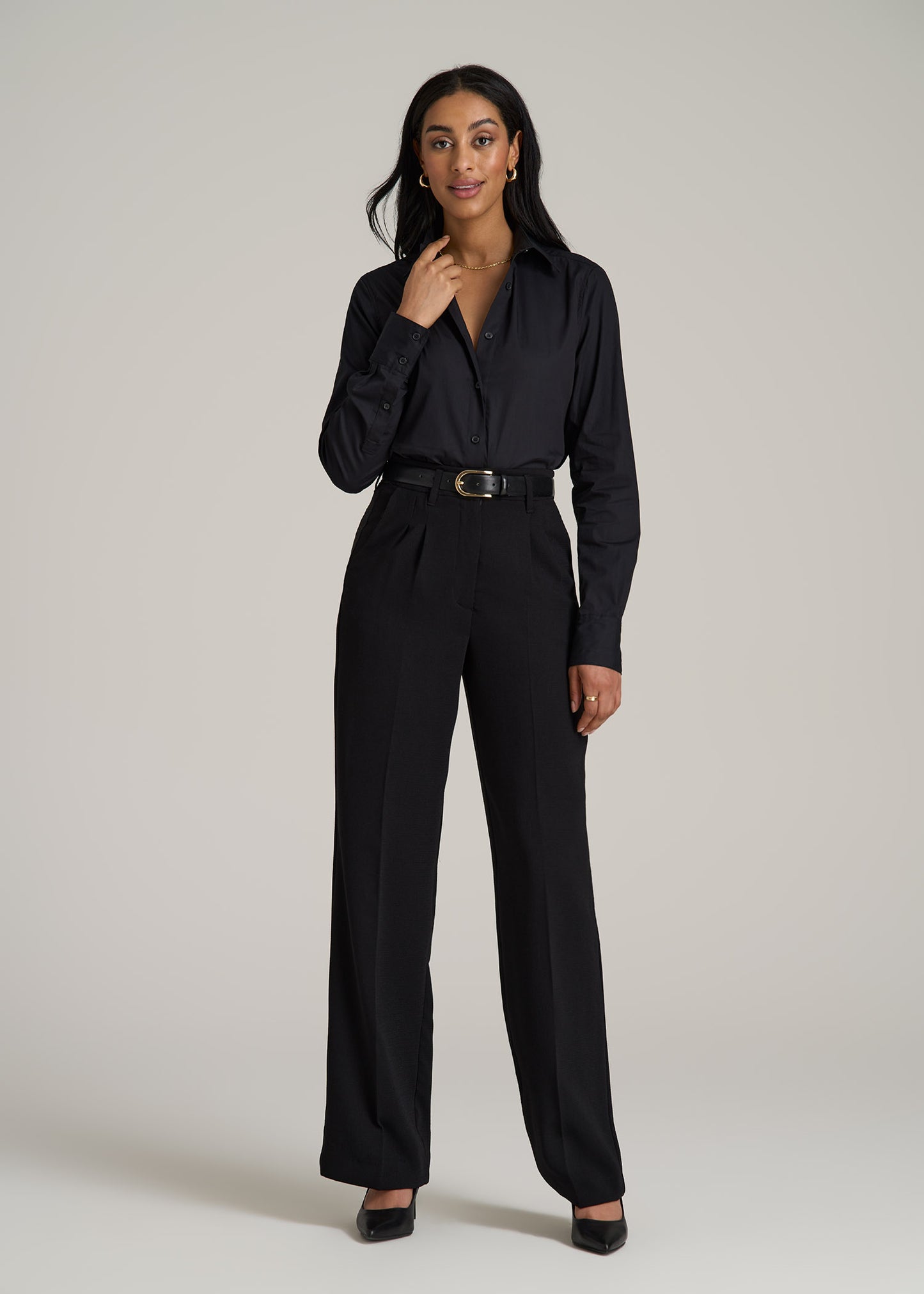 Tall Women's Regular Fit Dress Shirt in Black