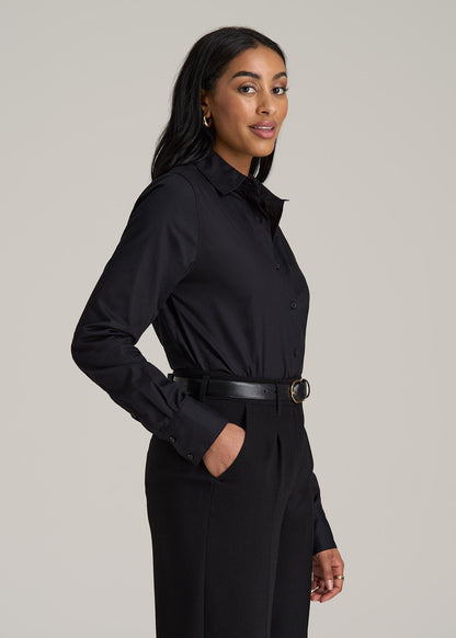 Regular Fit Dress Shirt for Tall Women in Black