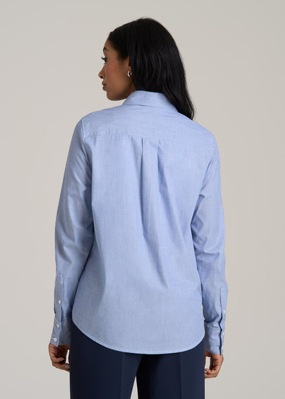Regular Fit Dress Shirt for Tall Women in Chambray Blue