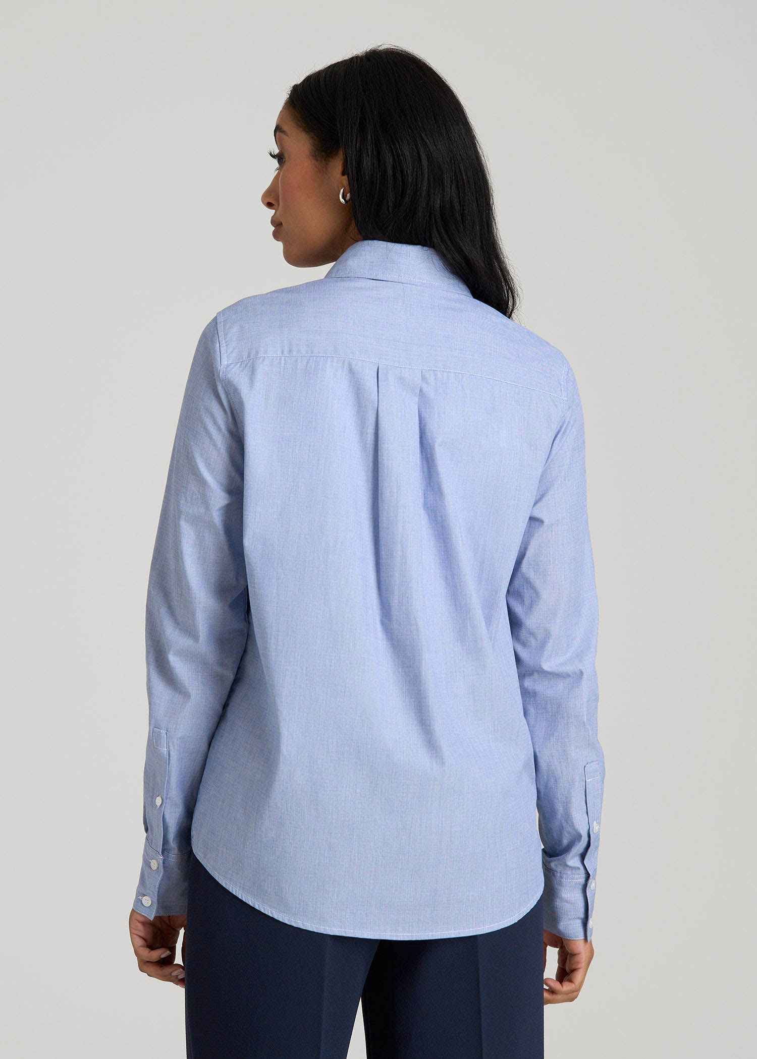womens dress shirt Regular Fit Dress Shirt for Tall Women in Chambray Blue 10 / Tall / Chambray Blue