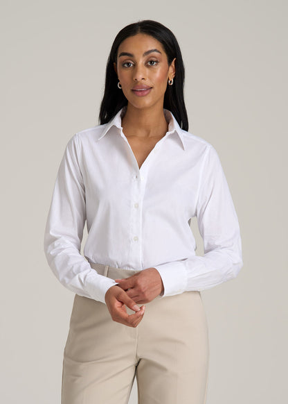 Regular Fit Dress Shirt for Tall Women in Bright White