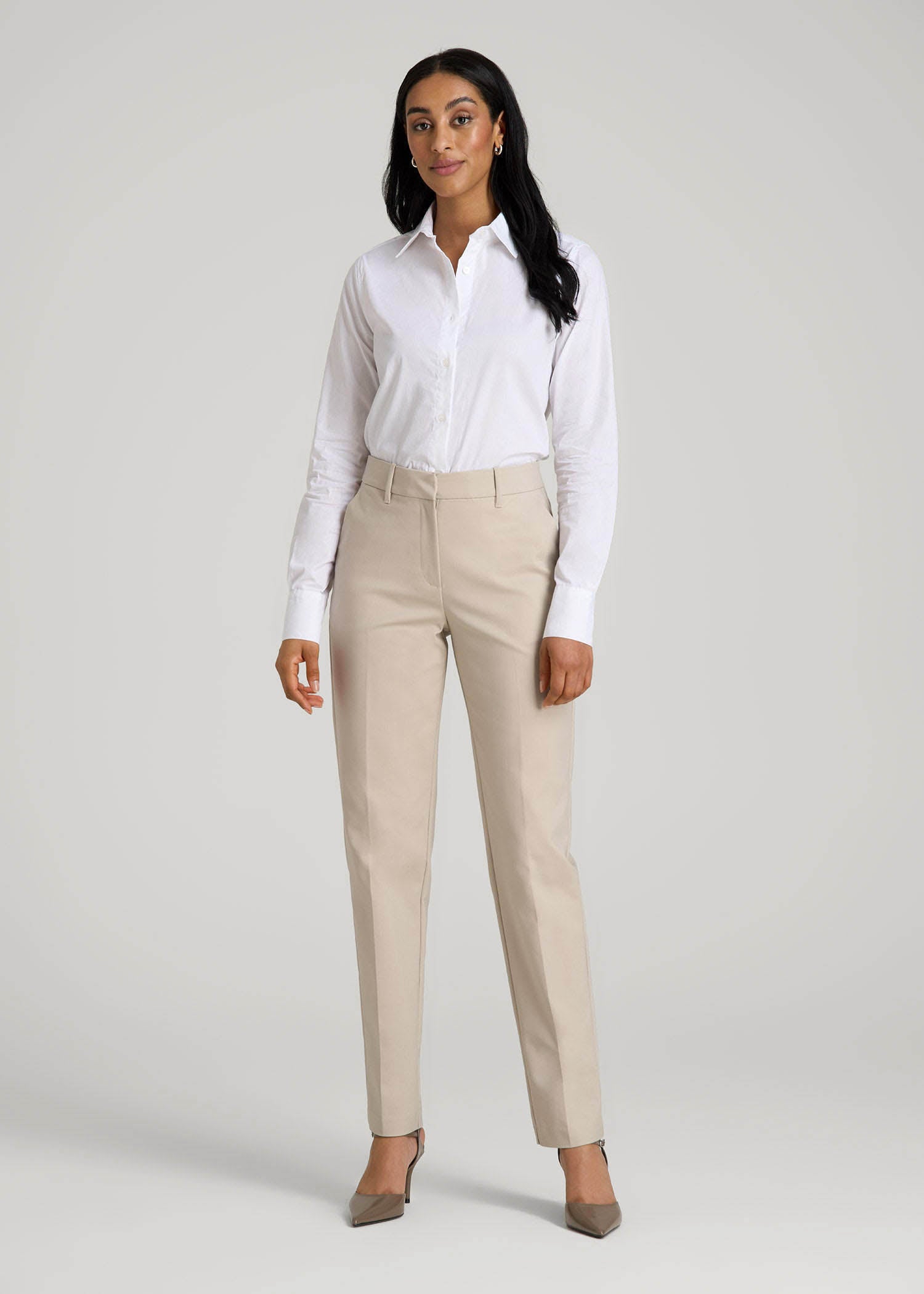 Regular Fit Dress Shirt for Tall Women in Bright White 8 / Tall / Bright White Regular Fit Dress Shirt for Tall Women in Bright White 8 / Tall / Bright White