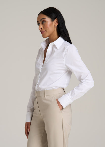 Regular Fit Dress Shirt for Tall Women in Bright White