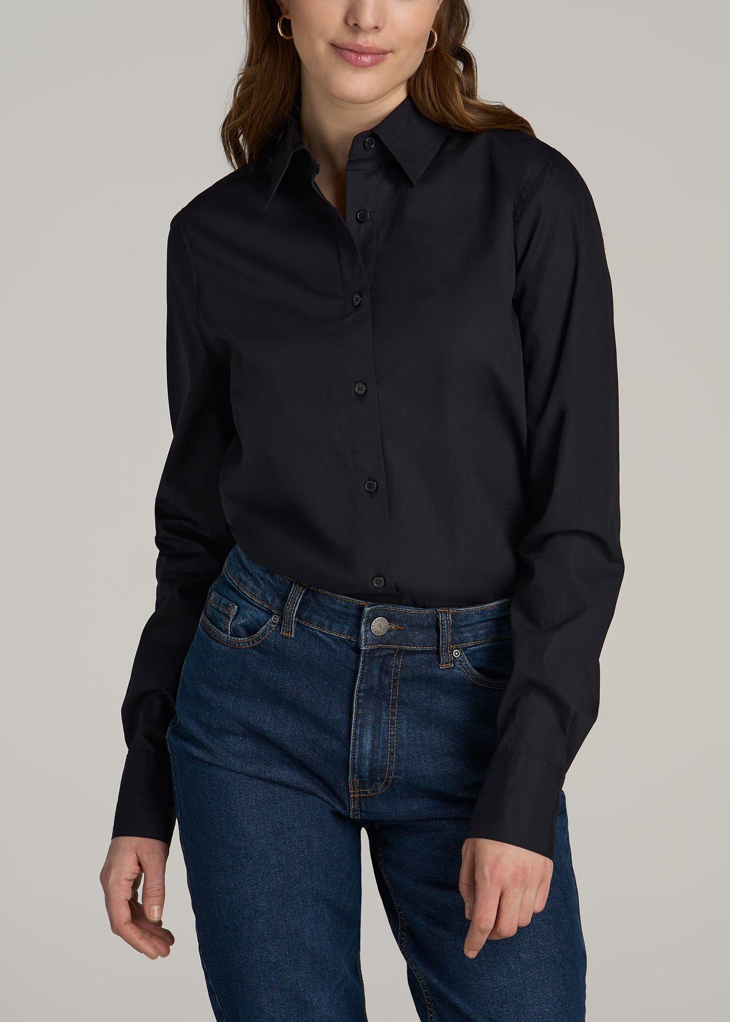 Tall Women's Regular Fit Dress Shirt in Black