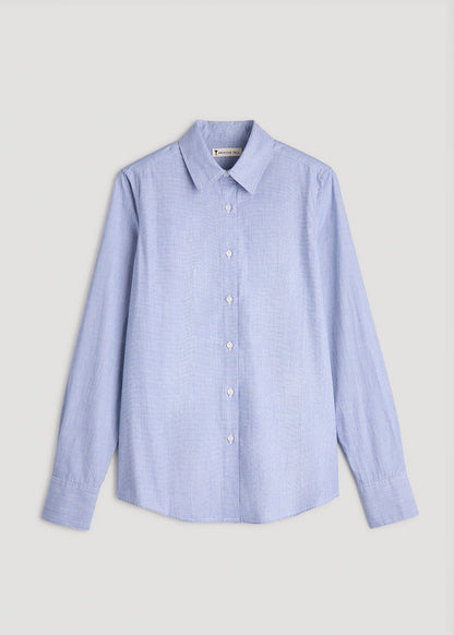 Regular Fit Dress Shirt for Tall Women in Chambray Blue