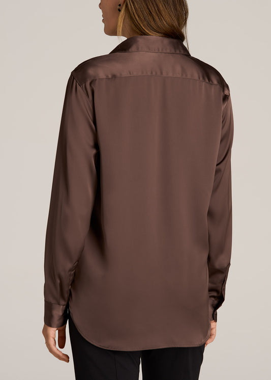 Oskar Button-Up Dress Shirt for Tall Men in Grey Herringbone