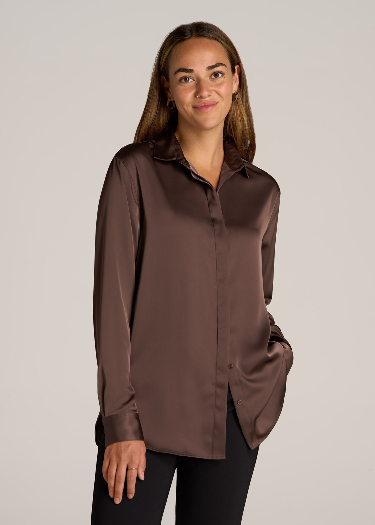 American Tall Relaxed Button Up Tall Women's Blouse