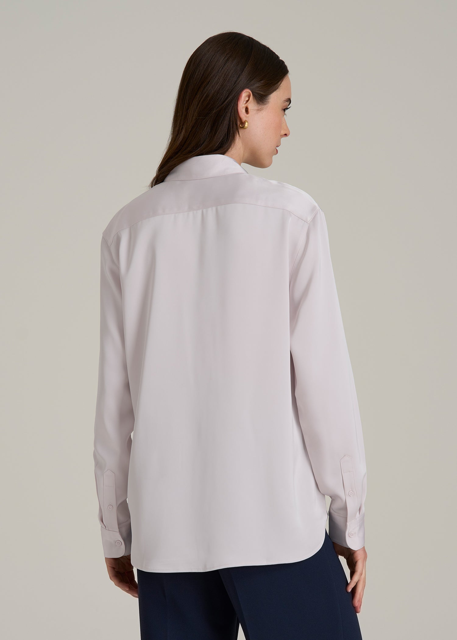 Relaxed Button-Up Blouse for Tall Women in Grey Lilac