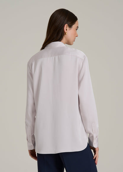 Relaxed Button-Up Blouse for Tall Women in Grey Lilac