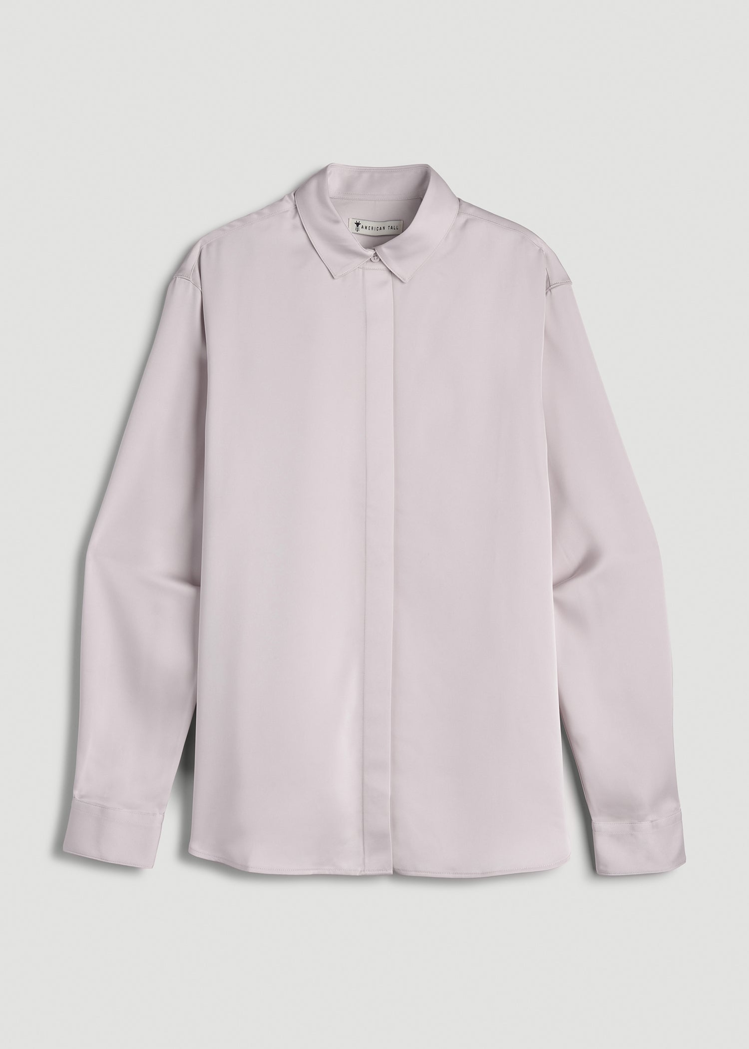 Relaxed Button-Up Blouse for Tall Women in Grey Lilac