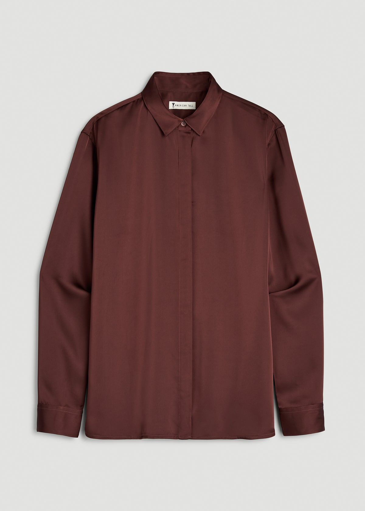 Relaxed Button-Up Blouse for Tall Women in Rum Raisin