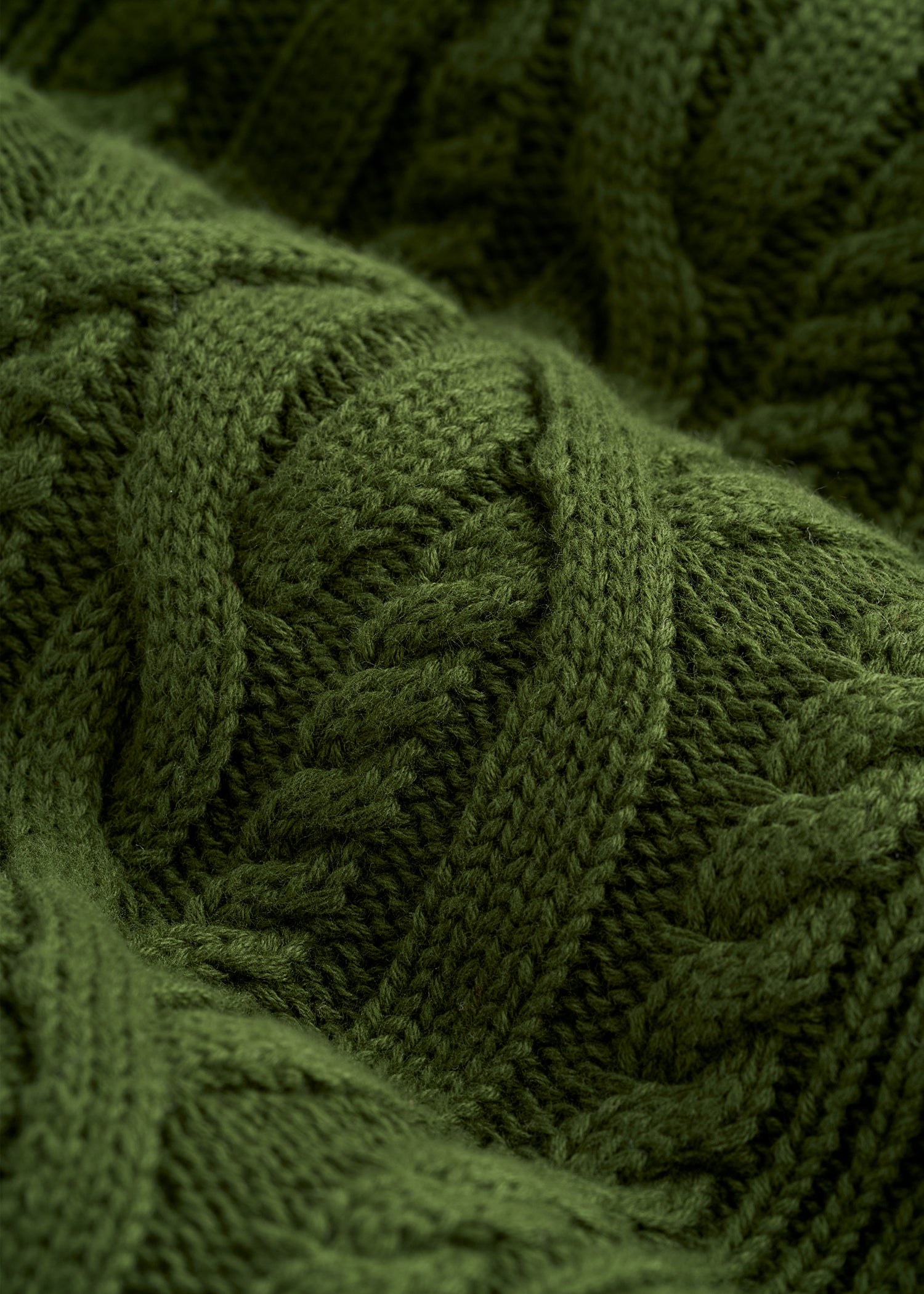 Relaxed Cotton Cable Knit Cardigan for Tall Women in Bay Leaf