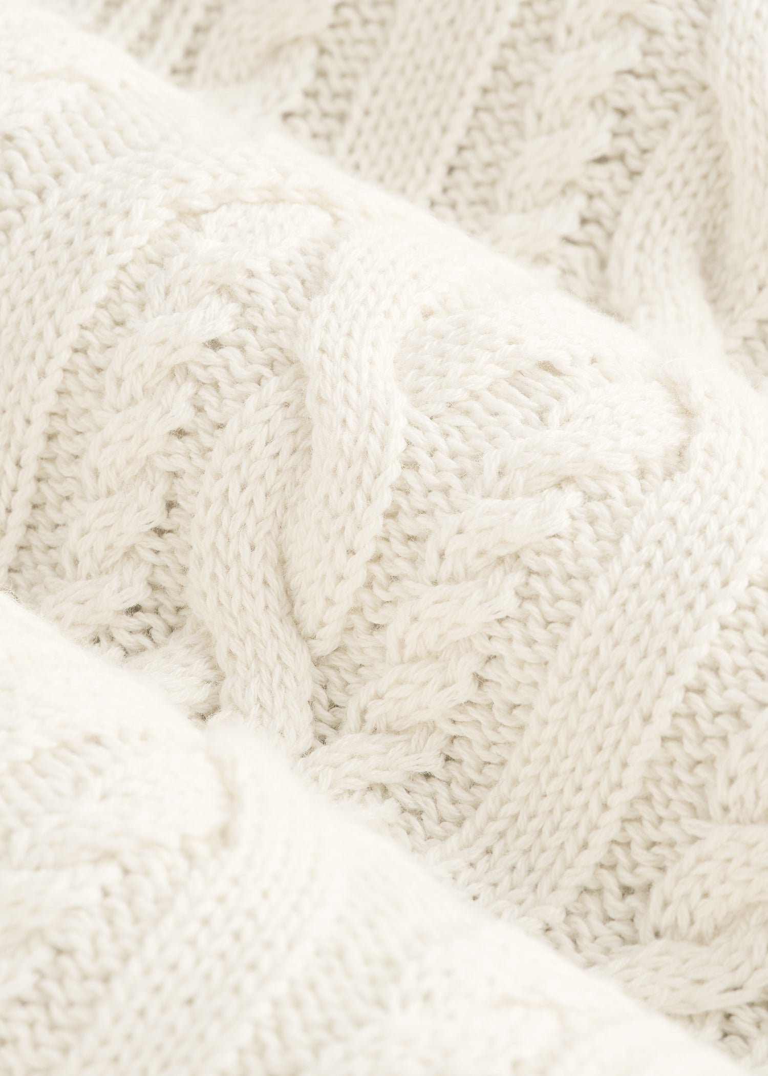 Relaxed Cotton Cable Knit Cardigan for Tall Women in Ecru