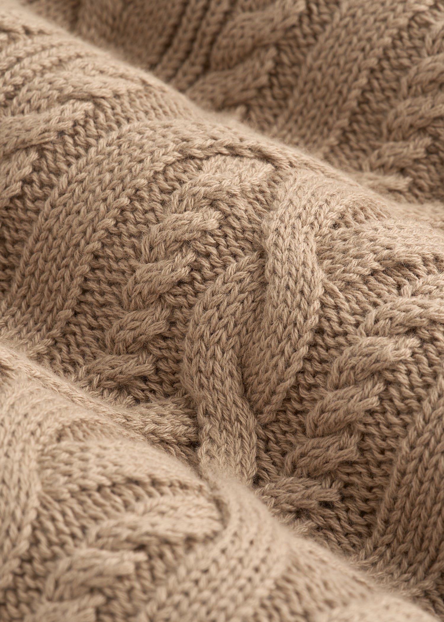 Relaxed Cotton Cable Knit Cardigan for Tall Women in Stucco