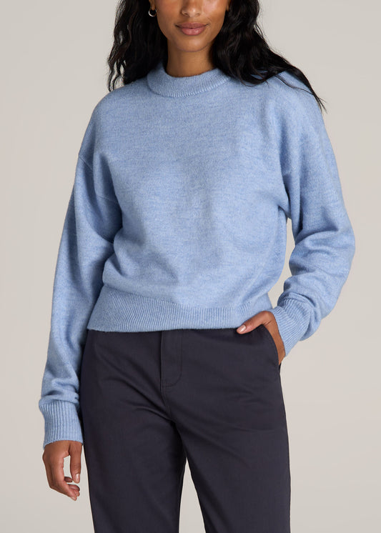 American-Tall-Women-Relaxed-Crewneck-Wool-blend-Sweater-Allure-Blue-front