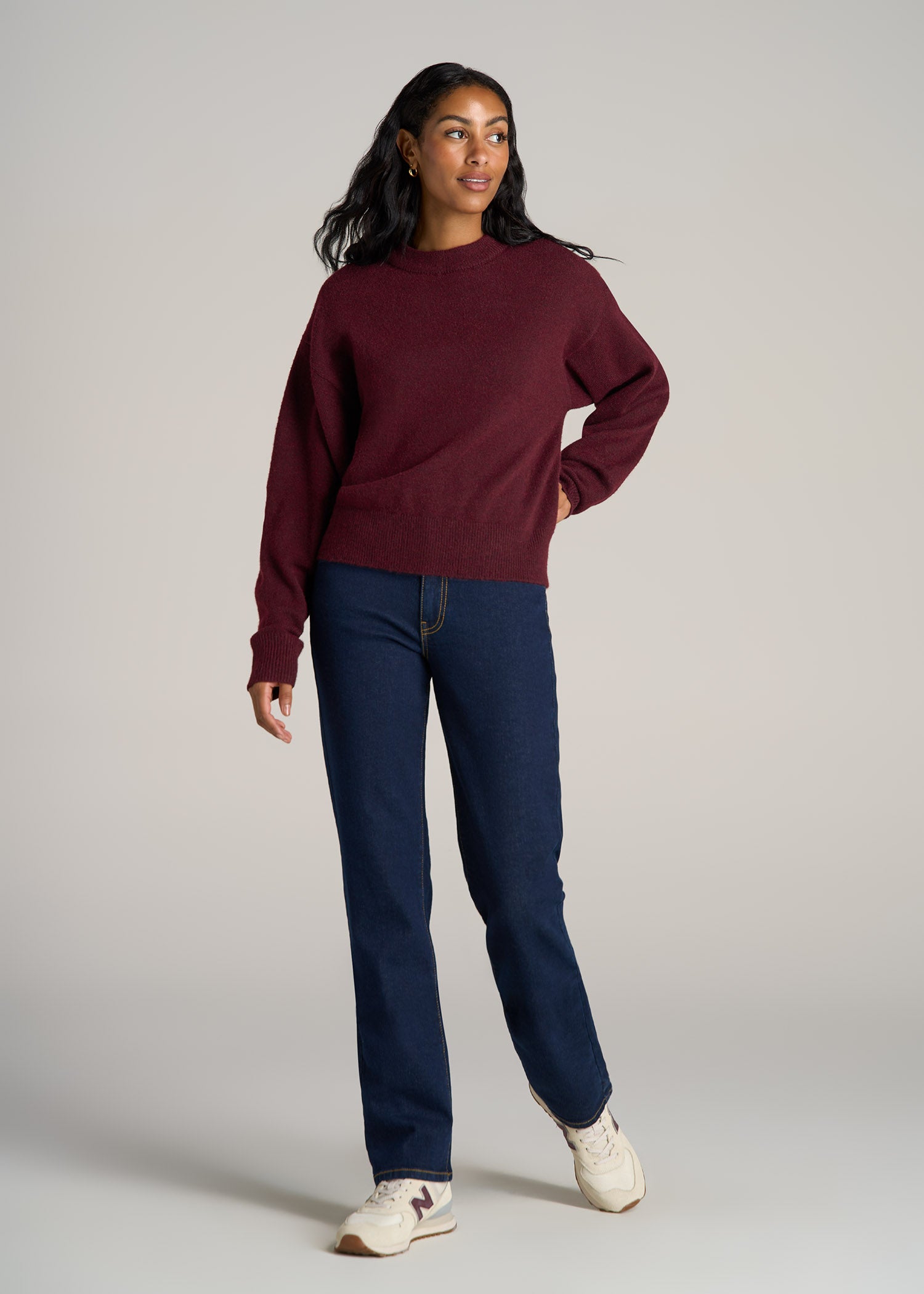 Relaxed Crewneck Wool Blend Tall Women's Sweater