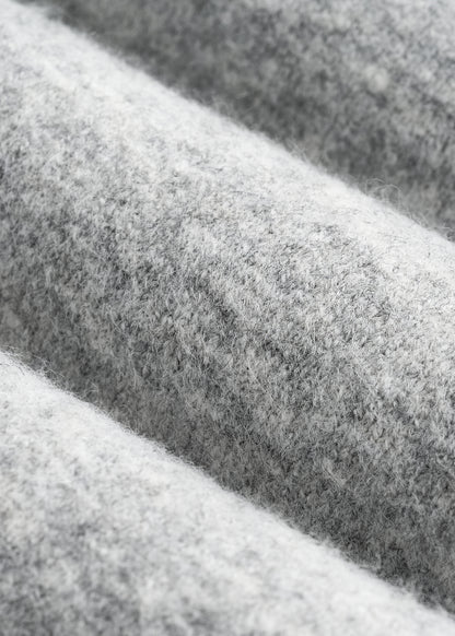 Relaxed Crewneck Wool Blend Sweater for Tall Women in Grey Mix