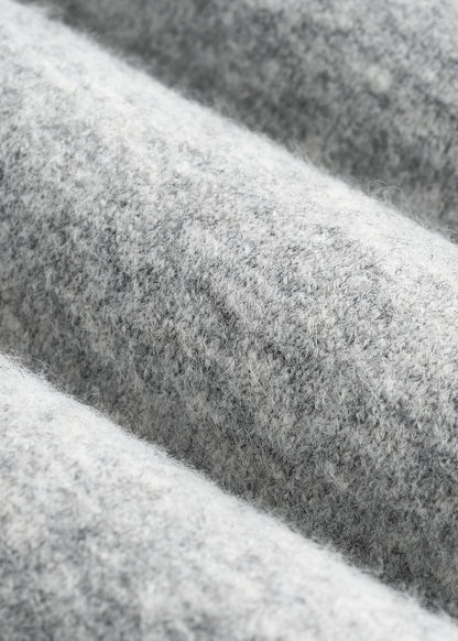 Relaxed Crewneck Wool Blend Sweater for Tall Women in Grey Mix