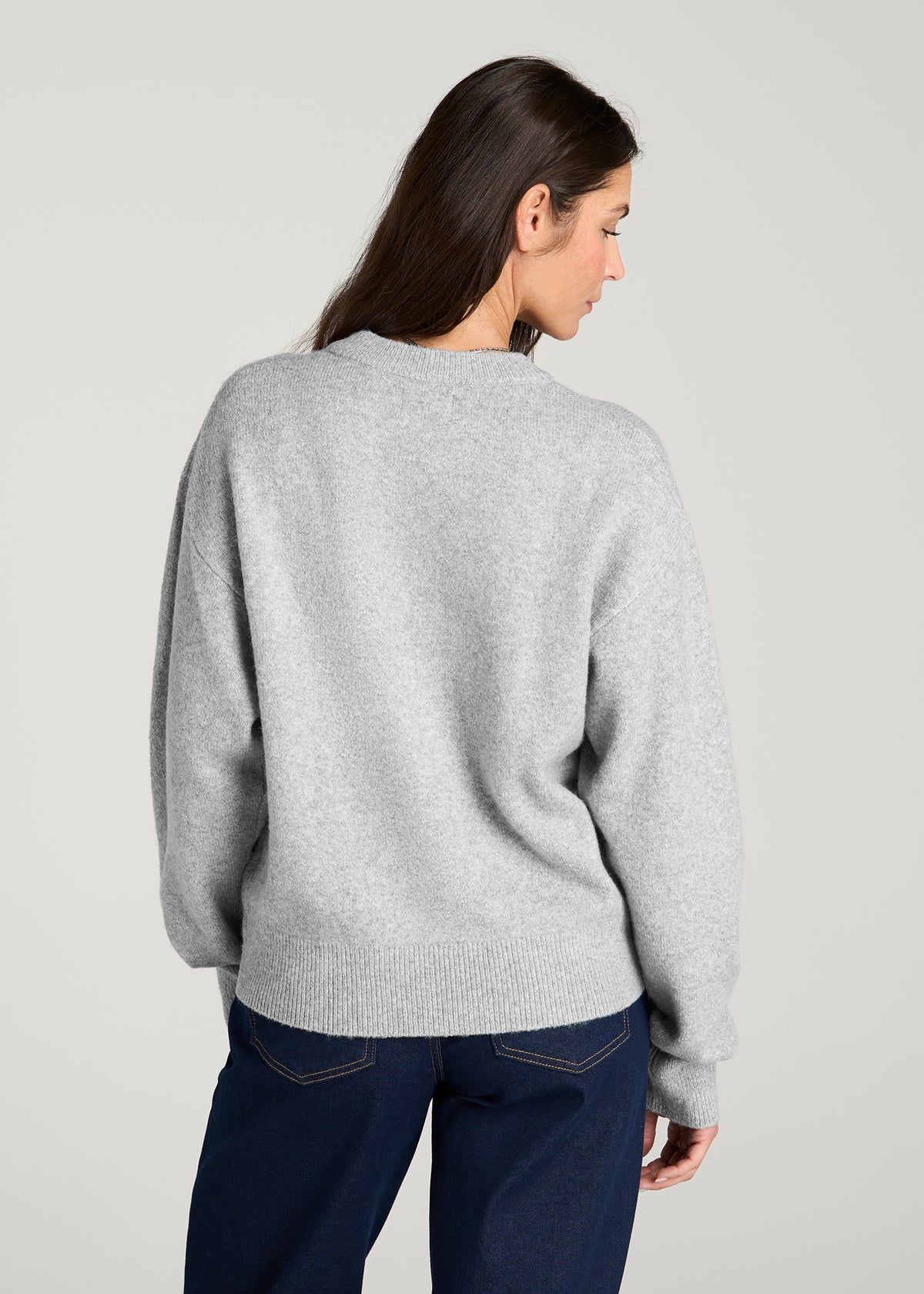 Relaxed Crewneck Wool blend Sweater for Tall Women in Heathered Grey
