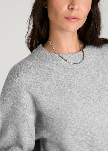 Relaxed Crewneck Wool blend Sweater for Tall Women in Heathered Grey