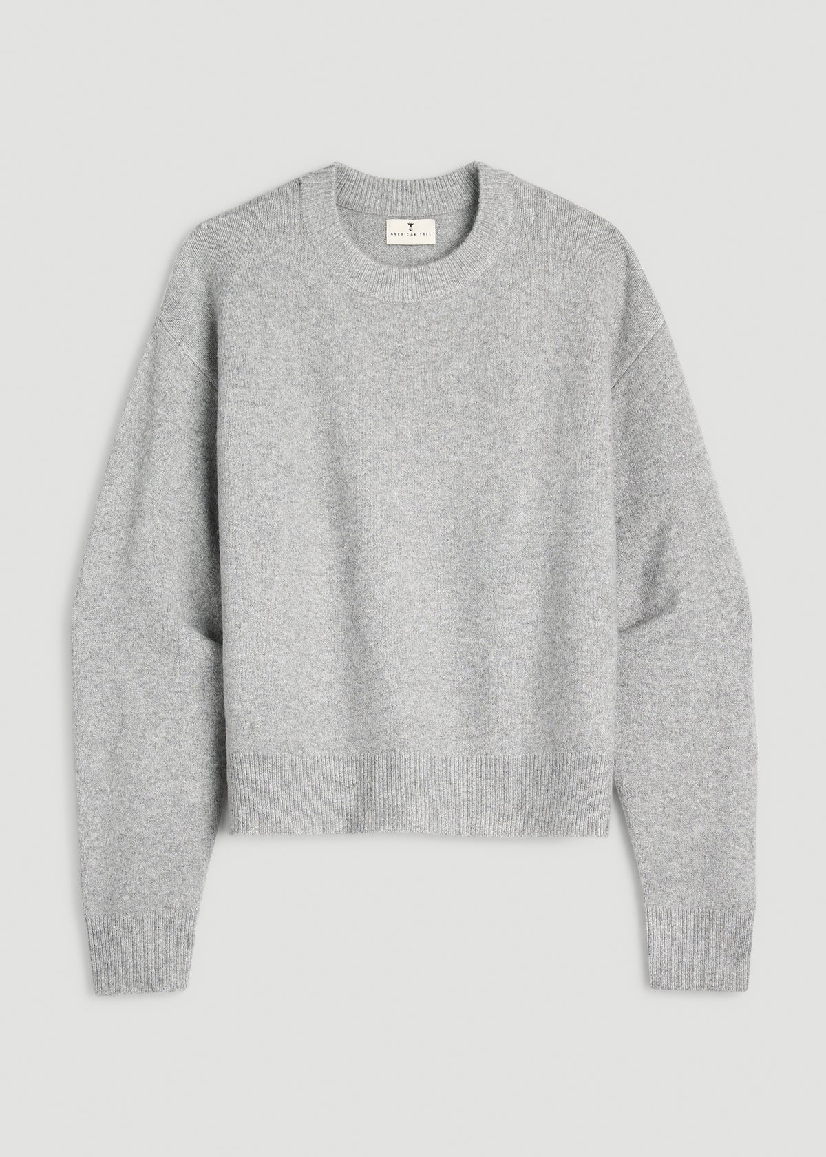 Relaxed Crewneck Wool blend Sweater for Tall Women in Heathered Grey