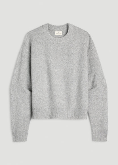 Relaxed Crewneck Wool blend Sweater for Tall Women in Heathered Grey