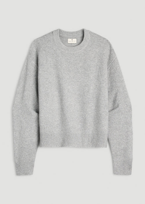 Relaxed Crewneck Wool blend Sweater for Tall Women in Heathered Grey