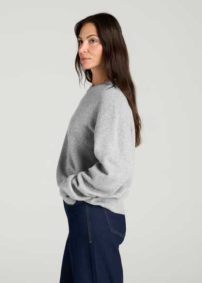 Relaxed Crewneck Wool blend Sweater for Tall Women in Heathered Grey