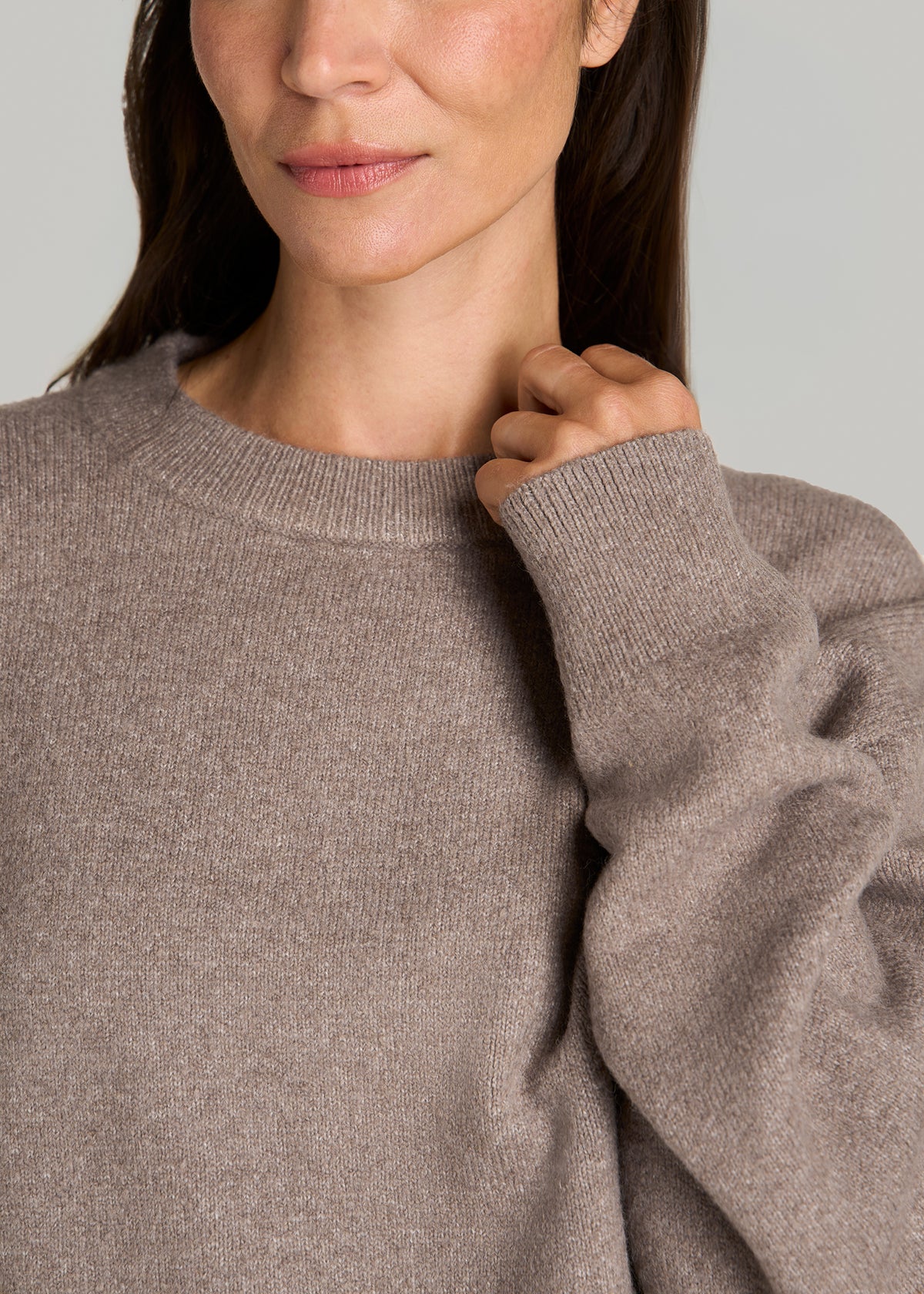 Relaxed Crewneck Wool blend Sweater for Tall Women in Moon Rock Mix