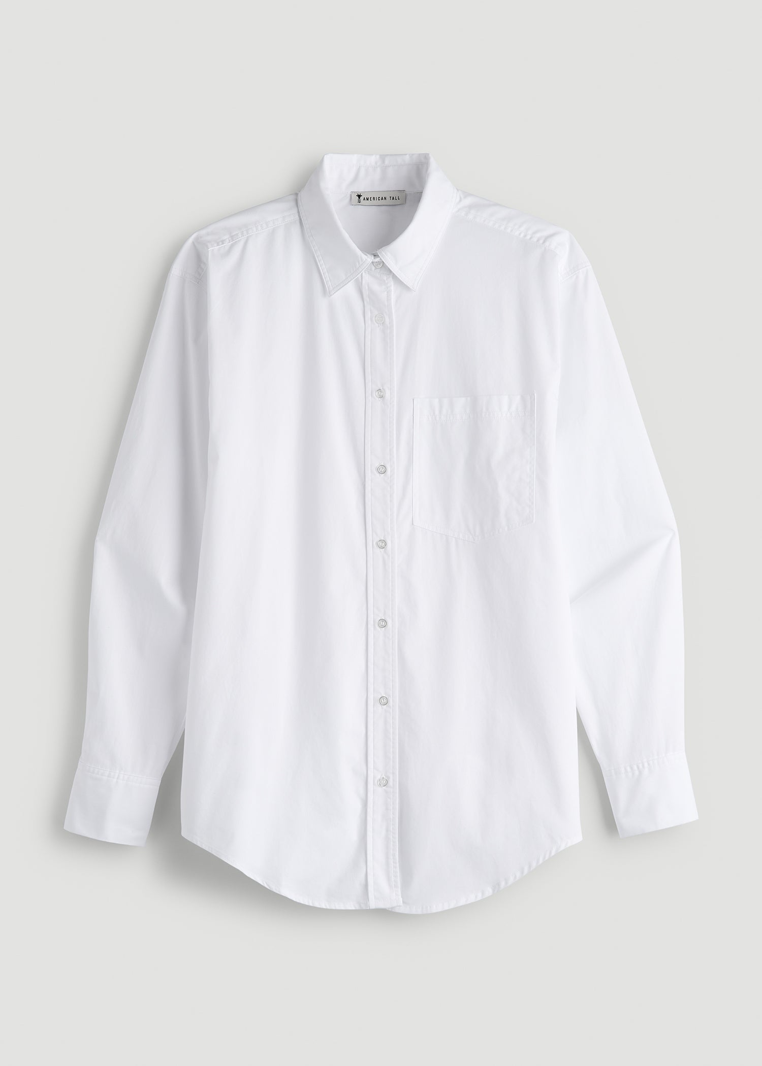 Relaxed Poplin Button Up Shirt for Tall Women in Bright White