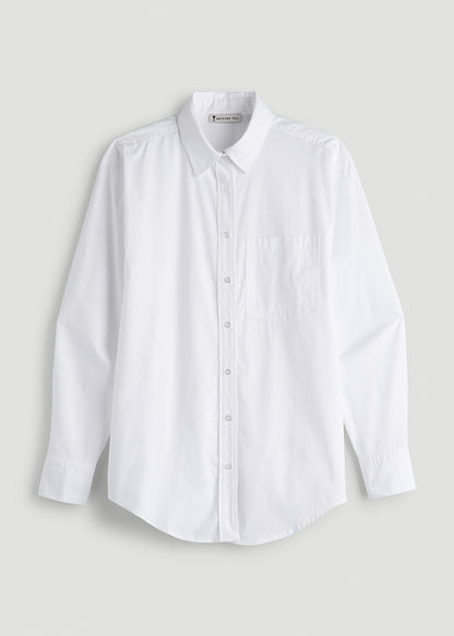 Relaxed Poplin Button Up Shirt for Tall Women in Bright White